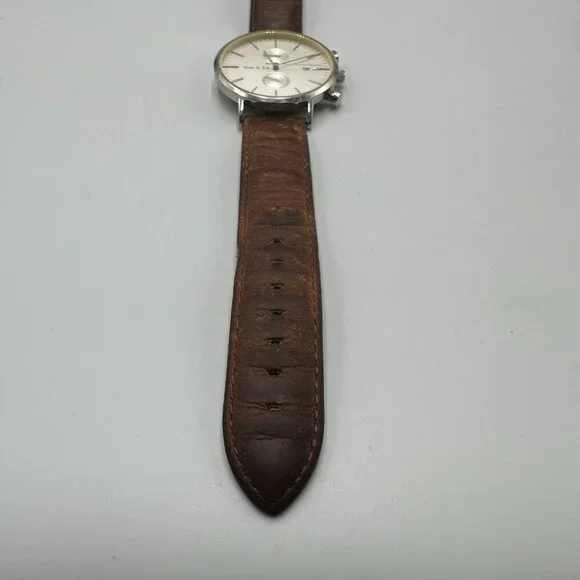 June & Ed Chronograph Watch Men Silver Tone 41MM Dial Date Window New Battery - Picture 5 of 13